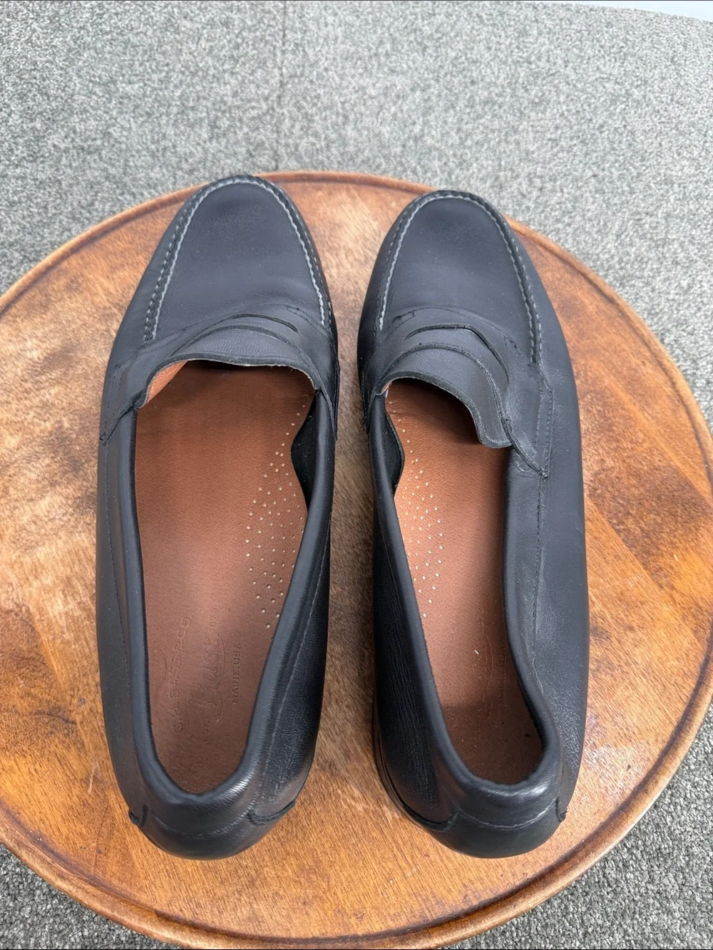 GH Bass Shoes Mens 13 D Black Leather Martin Penny Loafer Slip On Casaual
